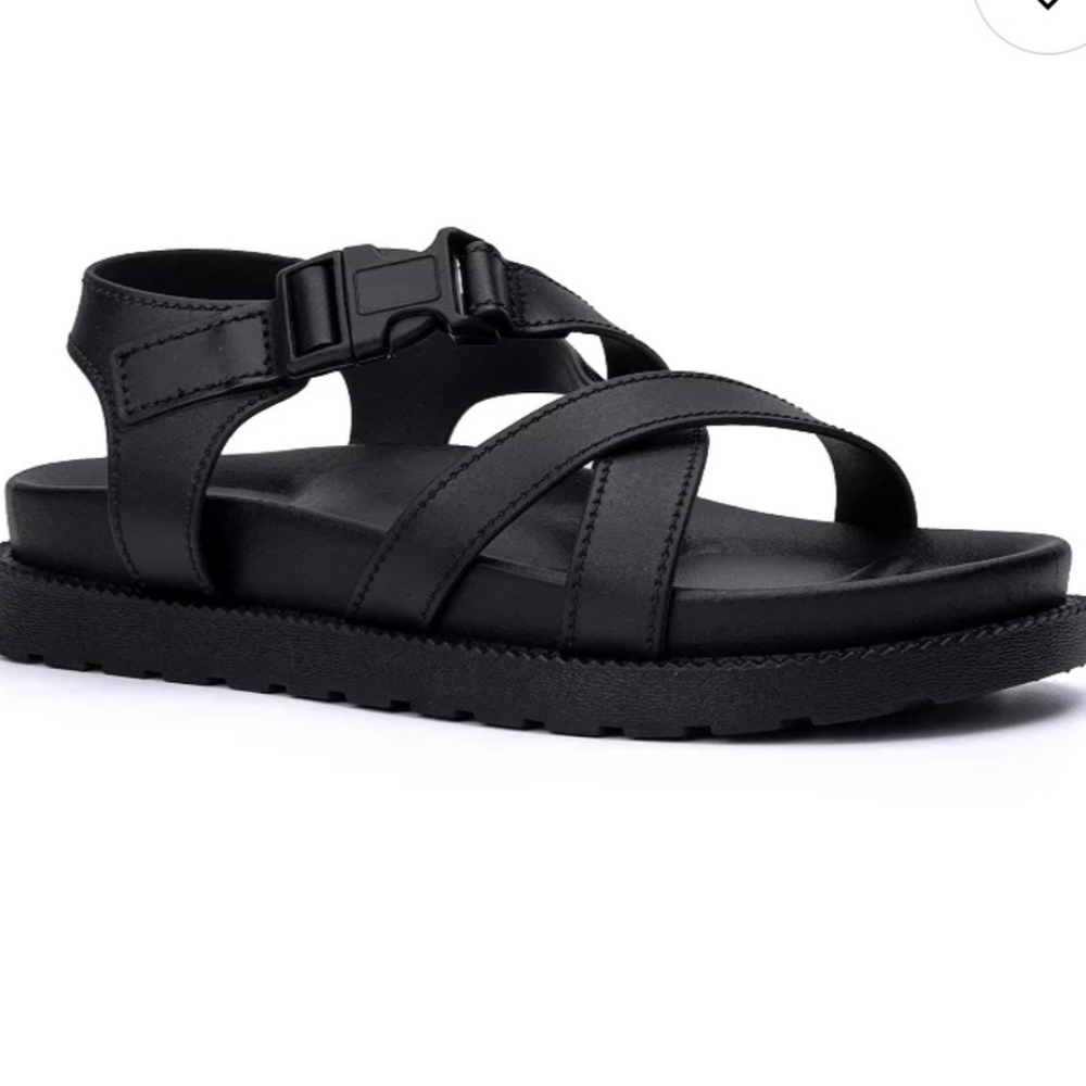 OLIVIA MILLER Womens Black Strappy Tessa Wedge Sandals Shoes 9 Buckle EU 39